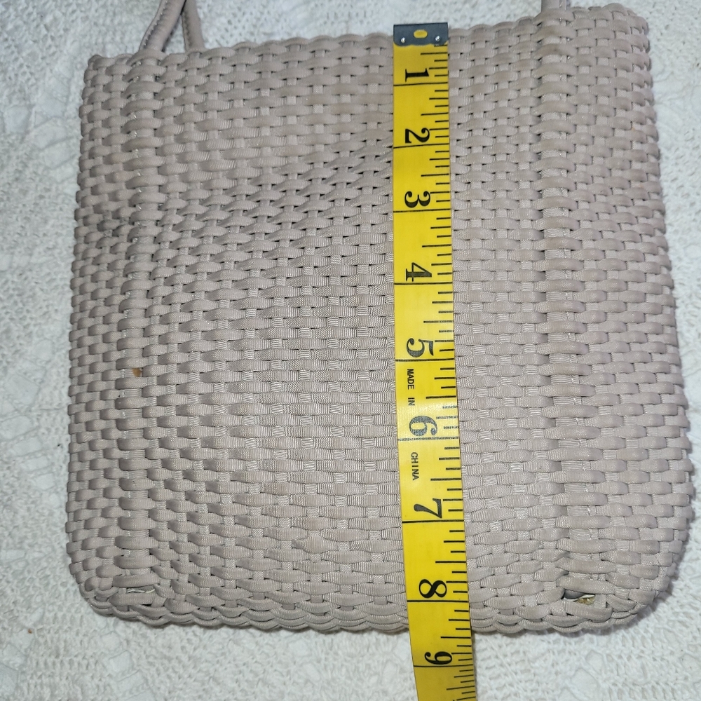 3/$20 Nine West Tan Taupe Woven Textured Shoulder Tote Bag - Picture 8 of 10